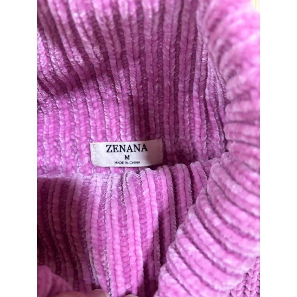 Zenana Pink‎ Chenille Turtleneck Sweater Women’s M Cropped Cozy Soft Knit - Picture 4 of 8